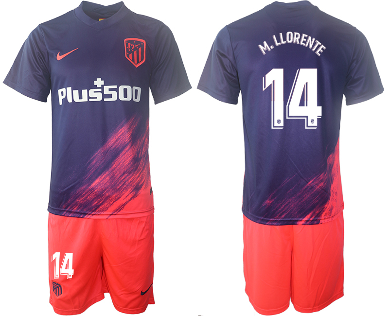 Men 2021-2022 Club Atletico Madrid away purple #14 Soccer Jersey